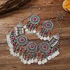 Flat Round Alloy Rhinestone Pendant Necklaces & Dangle Earrings Sets for Women FS-WG4A221-05-1