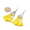 Polyester Tassel with Glass Beaded Chandelier Earrings EJEW-TA00183-02-3