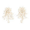 Flower Brass Plastic Pearl Tassel Clip-on Earrings FS-WG7092D-01-1