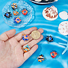 10Pcs 5 Colors Hand Painted Fish Porcelain Pendants. with Iron Loops PALLOY-HS00025-3