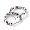 Non-Tarnish 304 Stainless Steel Twist Rope Hoop Earrings for Women Hand Polished EJEW-G298-07A-P-2