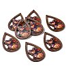 Halloween Theme Single Face Printed Aspen Wood Big Pendants WOOD-G015-05C-1
