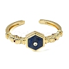Hexagon Brass Pave Natural Gemstone & Cubic Zirconia Cuff Bangles for Women BJEW-Z172-01G-7