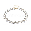 Electroplate Faceted Oval Glass Beaded Necklaces NJEW-JN02625-2