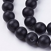 Natural Black Stone Bead Strands G-R193-01-12mm-3