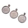 Flat Round Alloy Pendant Cabochon Settings PALLOY-A15654-B-3