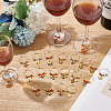 24Pcs 12 Style Alloy Enamel with Rhinestone Pendant & Brass Ring Wine Glass Charms AJEW-AB00054-5