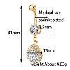 Brass Cubic Zirconia Navel Ring AJEW-EE0004-09-3