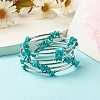 5-Loop Synthetic Turquoise(Dyed) Chip Beaded Wrap Bracelets for Women BJEW-JB01517-09-1