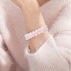 Natural  Rose Quartz Braided Bead Bracelet BJEW-SW00001-08-6