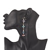 Natural Quartz Crystal & Glass Butterfly Beaded Dangle Stud Earrings EJEW-JE05197-4