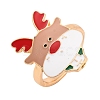 Christmas Theme Alloy Enamel Open Cuff Ring RJEW-C106-02A-KCG-1