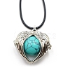 Synthetic Turquoise Cage Pendant Necklaces PW-WG28400-04-1