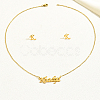 Stainless Steel Letter K Stud Earrings & Word Khadija Pendant Necklaces Sets for Women ES0413-1-3