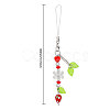 Strawberry & Leaf & Flower Handmade Lampwork Mobile Straps HJEW-WH0007-31-2