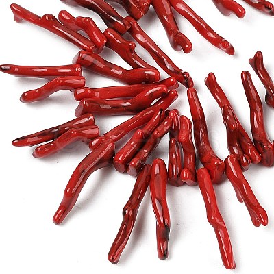 Opaque Acrylic Imitation Coral Beads Strands SACR-P033-01A-07-1