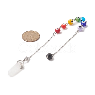 Bullet & Round Gemstone Dowsing Pendulums PALLOY-JF02034-02-1