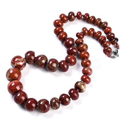 Natural Red Rainbow Jasper Rondelle Graduated Beaded Necklaces for Women Men NJEW-K388-02T-1
