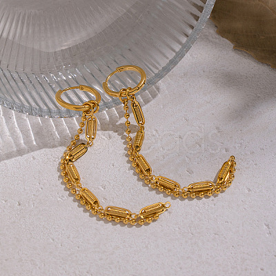 Chain Tassel 304 Stainless Steel Hoop Earrings SU3724-1