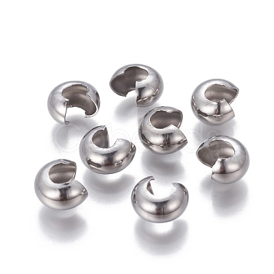 Tarnish Resistant 304 Stainless Steel Crimp Beads Covers STAS-P239-34P-02-1