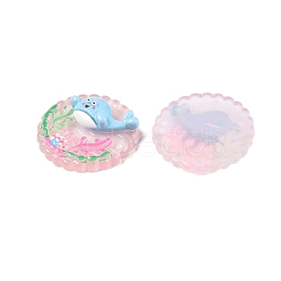 Ocean Theme Flat Round Resin Cabochons CRES-T025-02C-1