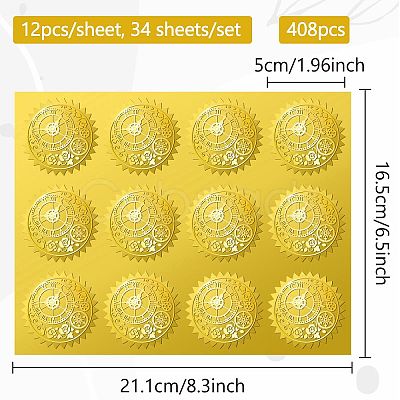 34 Sheets Self Adhesive Gold Foil Embossed Stickers DIY-WH0509-061-1