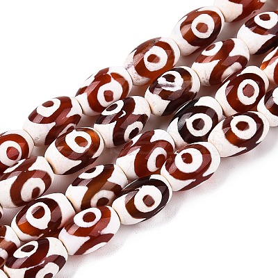 Natural Tibetan Agate 3-Eye Beads Strands G-T138-195B-1