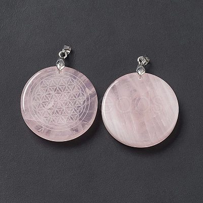 Natural Rose Quartz Pendants G-P491-03P-06-1