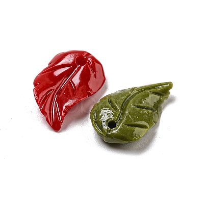 Synthetic Coral Dyed Leaf Charms CORA-Q034-02-1