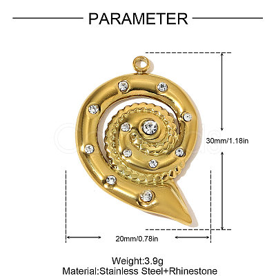 304 Stainless Steel Rhinestone Pendants STAS-OY009-93G-1