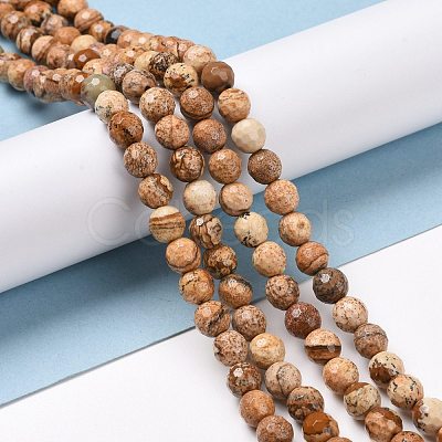 Natural Picture Jasper Beads Strands G-E571-28A-1