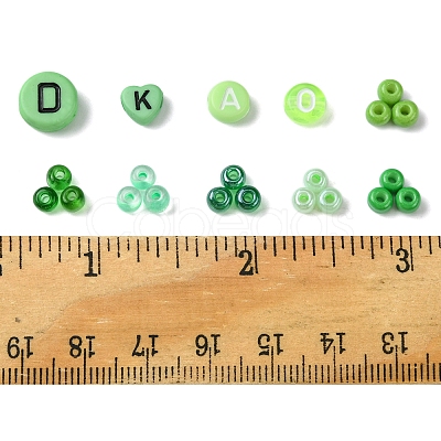 DIY Flat Round & Heart Acrylic & Glass Seed Beads Jewelry Making Findings Kits DIY-FS0006-43C-1