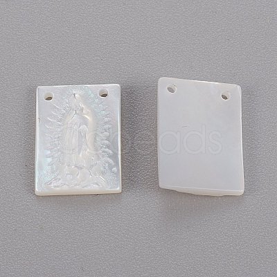Natural White Shell Mother of Pearl Shell Charms SHEL-K004-03-1