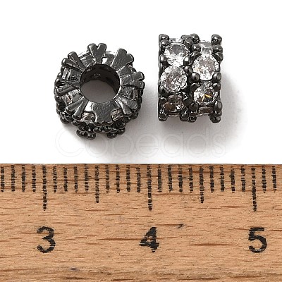 Brass Micro Pave Cubic Zirconia Beads KK-C072-25B-1