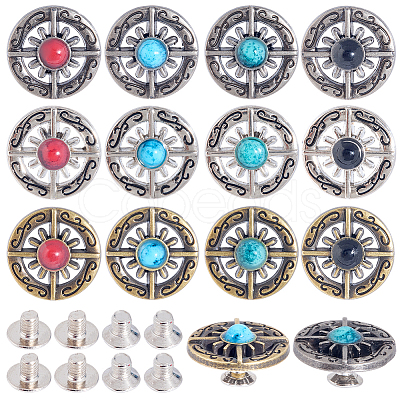 24Bag 12 Styles Alloy Synthetic Stone Beads Buttons BUTT-CP0001-17-1