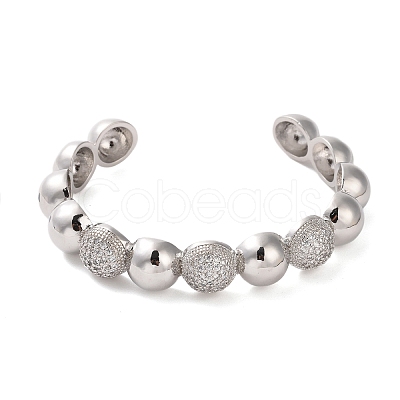 Brass Micro Pave Cubic Zirconia Cuff Bangle BJEW-K239-01P-1