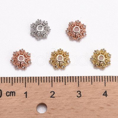 CZ Brass Micro Pave Cubic Zirconia Flower Bead Caps ZIRC-L003-8mm-01-1