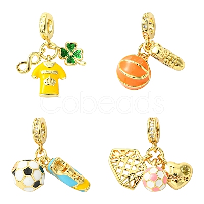 1Pc Sport Theme Brass Enamel European Dangle Charms KK-YW0002-64-1