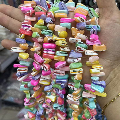 1 Strand Dyed Natural Trochus Shell Beads Strands SSHEL-PA0001-01A-1