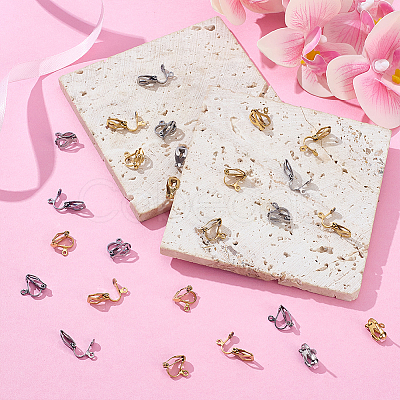 48Pcs 2 Colors 304 Stainless Steel Clip-on Earring Findings STAS-ME0001-65-1