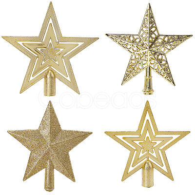 4Pcs 4 Styles Star Plastic Christmas Tree Topper Ornaments AJEW-CN0002-76-1