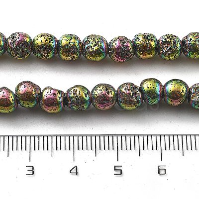 Electroplated Natural Lava Rock Beads Strands G-A251-B01-01H-1