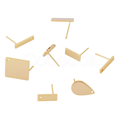 8Pcs 4 Styles Brass Stud Earring Findings EJEW-TA0001-65-1