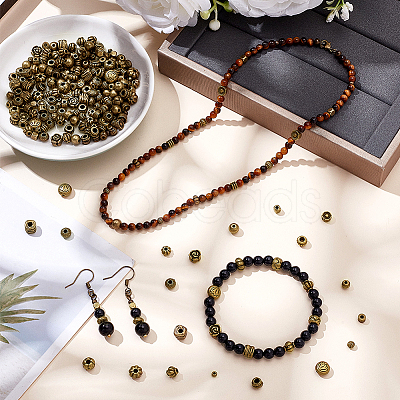 300Pcs 17 Styles Tibetan Style Alloy Beads TIBE-PH0007-68-1