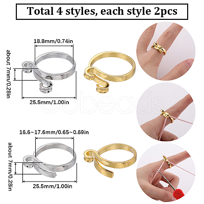 SUNNYCLUE 8Pcs 4 Style Alloy Cuff Rings RJEW-SC0001-10-1