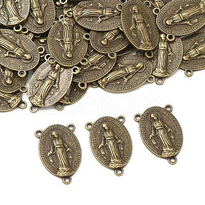 Holy Oval Carved Virgin Mary Tibetan Style Alloy Chandelier Component Links TIBEP-LF0961YKG-AB-FF-1