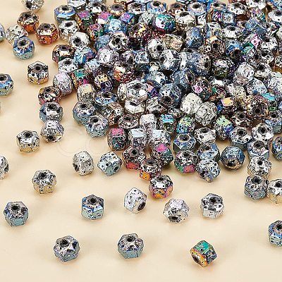 210Pcs 6 Colors Electroplated Natural Lava Rock Beads G-OC0001-97-1