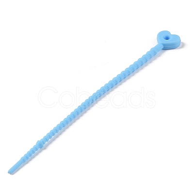 Heart Shape Silicone Cable Zip Ties AJEW-C034-02C-1