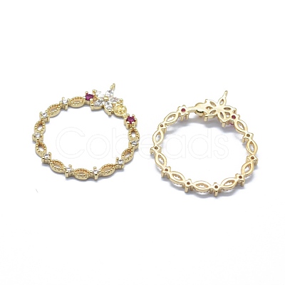 Brass Micro Pave Cubic Zirconia Peg Bails Pendants KK-F797-48G-1