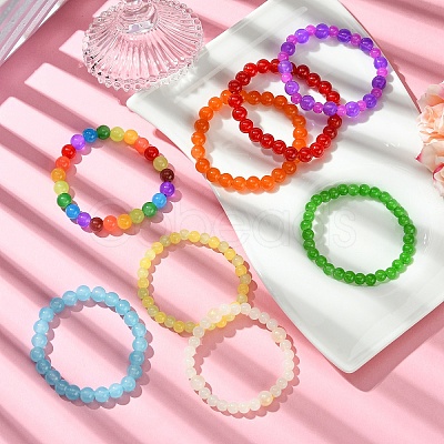1200Pcs 24 Colors Baking Paint Imitation Jade Glass Round Bead Sets DGLA-YW0001-27-1